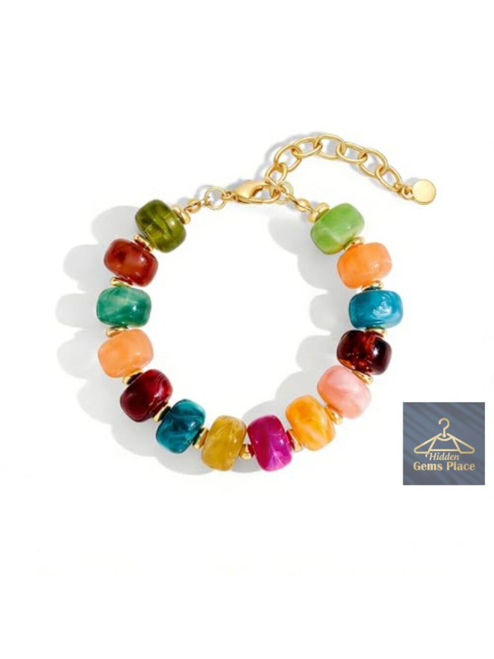 Chunky Acrylic Resin Bead Bracelet Adjustable Statement Bangle Bohemian Summer